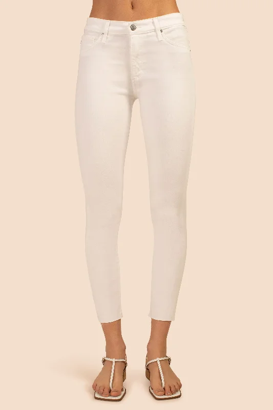 AG Women's Farrah White Cropped Skinny Jean Fashionable Raw Hemmed Jeans