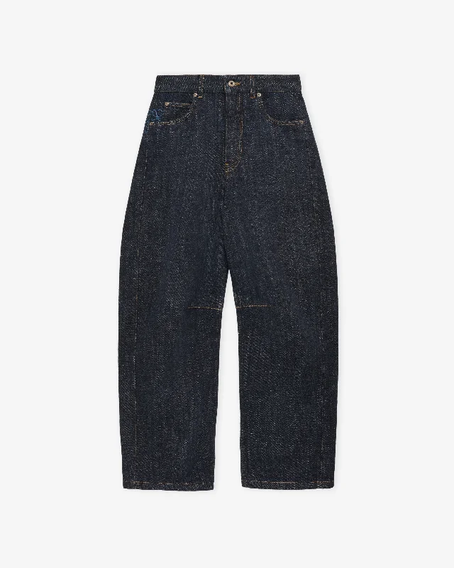 Loewe - Women's Anagram Barrel Jeans In Denim - (Indigo Blue) Fashionable Raw Hemmed Jeans