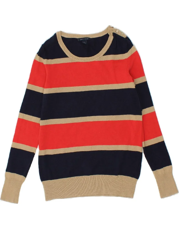 TOMMY HILFIGER Womens Boat Neck Jumper Sweater UK 10 Small Multicoloured Fleece Fabric Down Fabric Feather Fabric