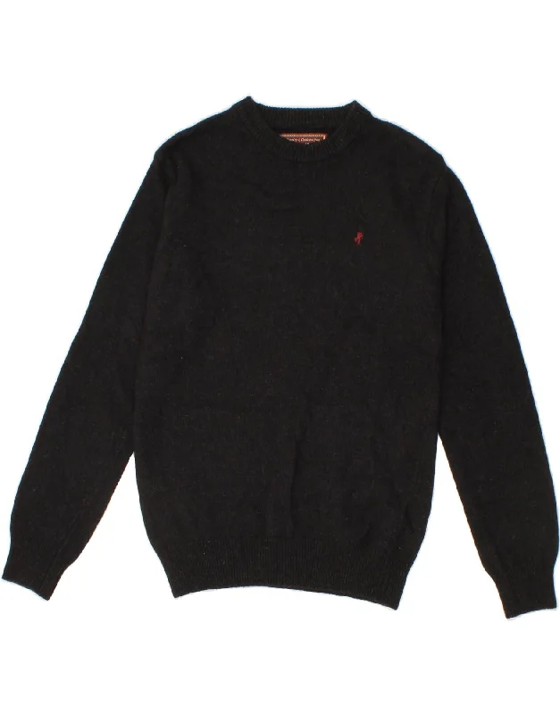 MARLBORO CLASSICS Mens Crew Neck Jumper Sweater Small Black Flecked Wool Elasticated Padded Insulated