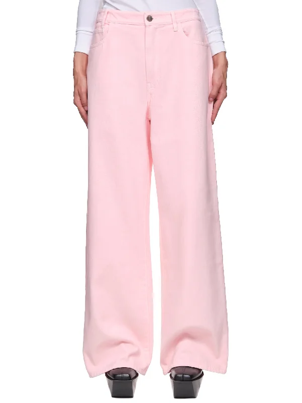 High Waisted Wide Leg Jeans (221-W317-10032-0034-LIGHT-PINK) Stylish Acid-Wash Jeans