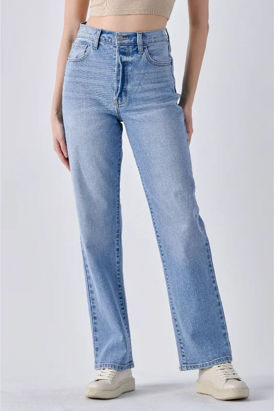 Super High Rise Dad Jean Stylish Stone-Wash Denim Jeans