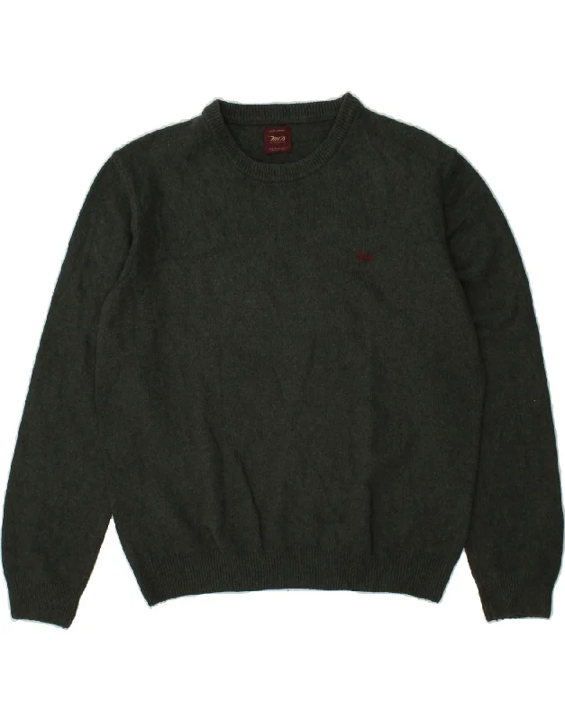 MARLBORO CLASSICS Mens Crew Neck Jumper Sweater Large Green Wool Modern Contemporary Chic