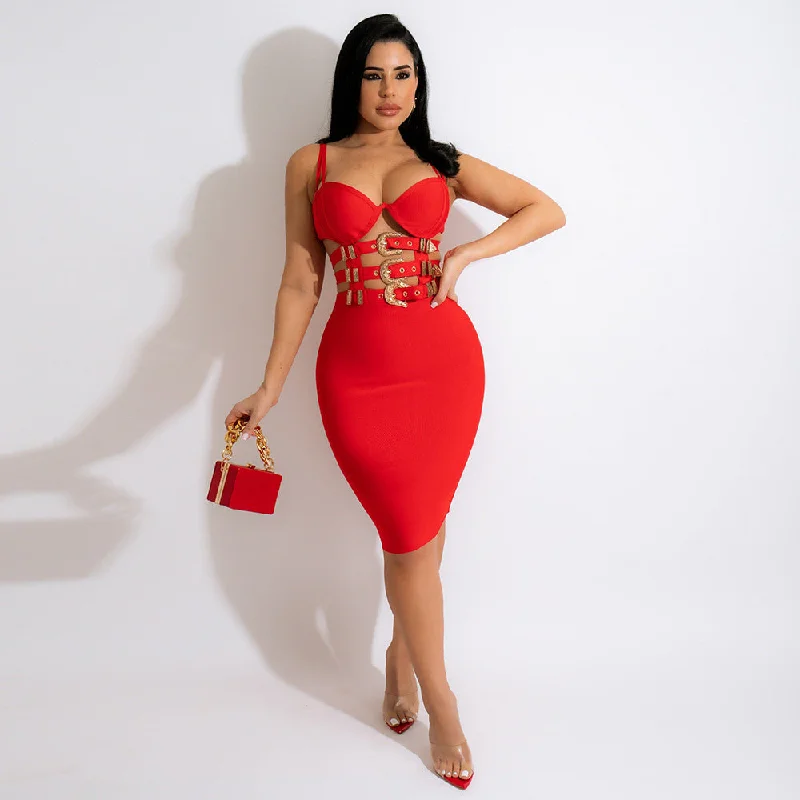 2022 Summer Hollow Out Bandage Sleeveless Bodycon Dress Solid Color Mini Dresses Women Women's Dresses Bodycon Sexy Club Stylish Short-Sleeve Mini Dress