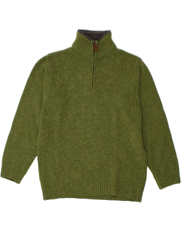 MARLBORO CLASSICS Mens Zip Neck Jumper Sweater Large Green Wool Chenille Fabric Brocade Fabric Lace Fabric