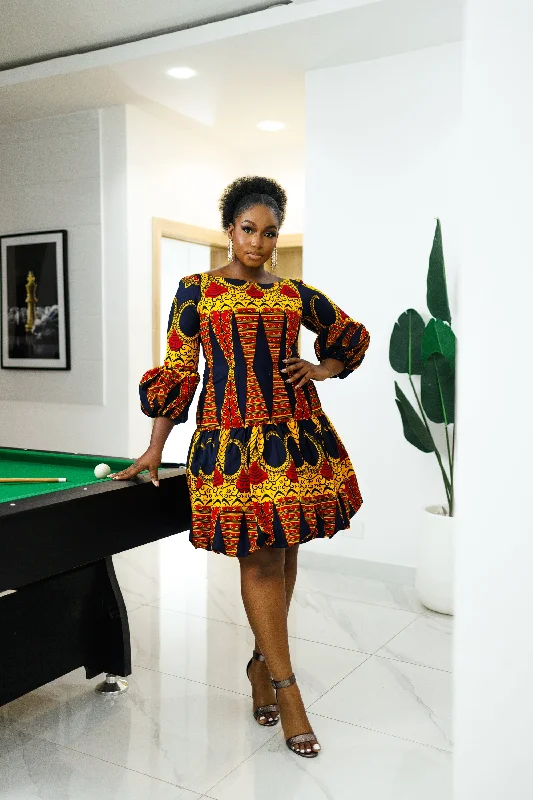 IFE AFRICAN PRINT MINI DRESS Elegant Off-Shoulder Dress Mini