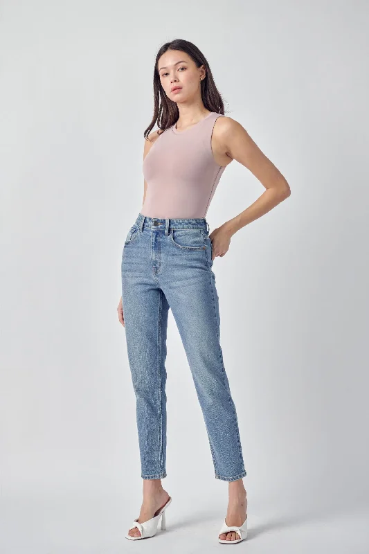 High Rise Slim Straight Jean Trendy Colored Denim Jeans