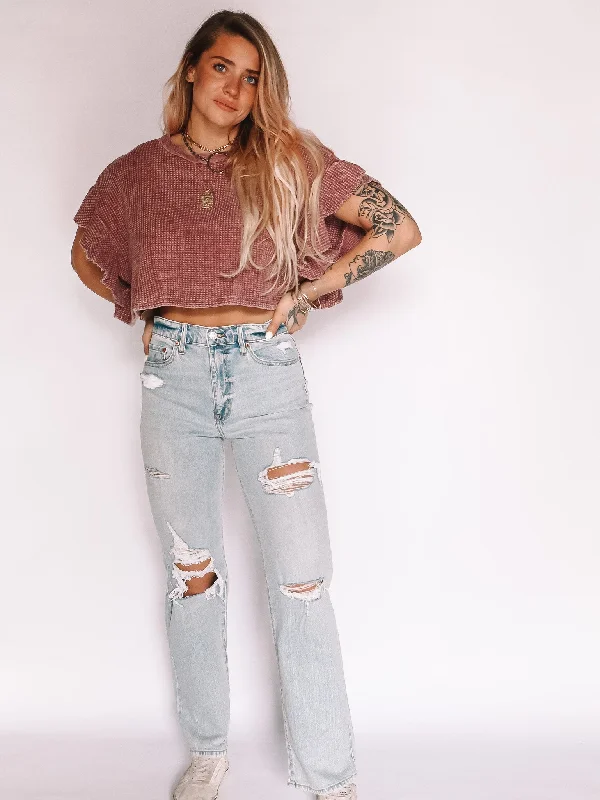 Sundaze High Rise Dad Jeans in Motto Chic Ripped Jeans