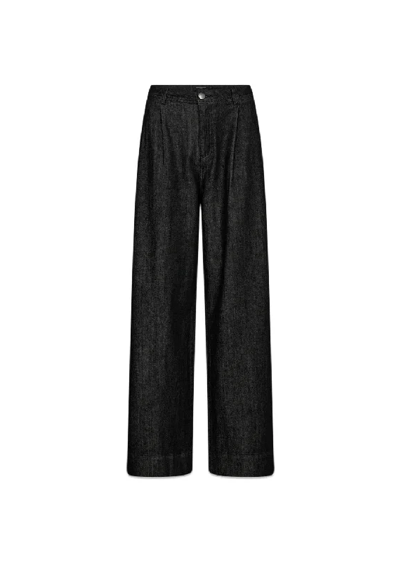 CMJEAN WIDE PANTS - Washed Black Cozy Relaxed Fit Denim Jeans