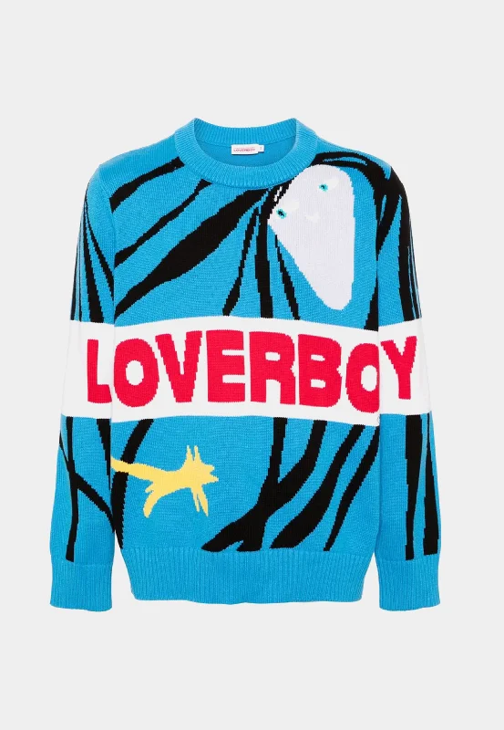 Charles Jeffery Loverboy Loverboy Logo Jumper Blue Plaid Sweater Polka Dot Checkered