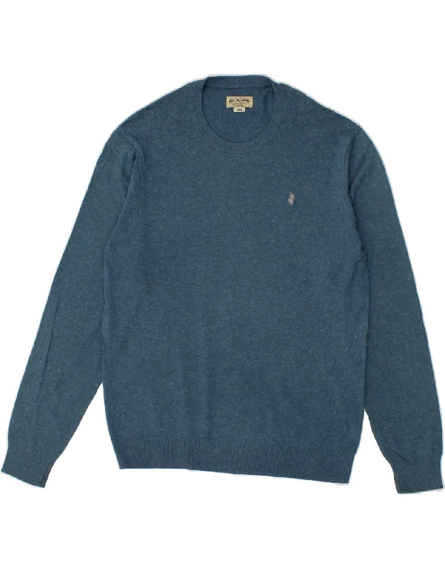 MARLBORO CLASSICS Mens Crew Neck Jumper Sweater XL Blue Cotton Elegant Classic Vintage