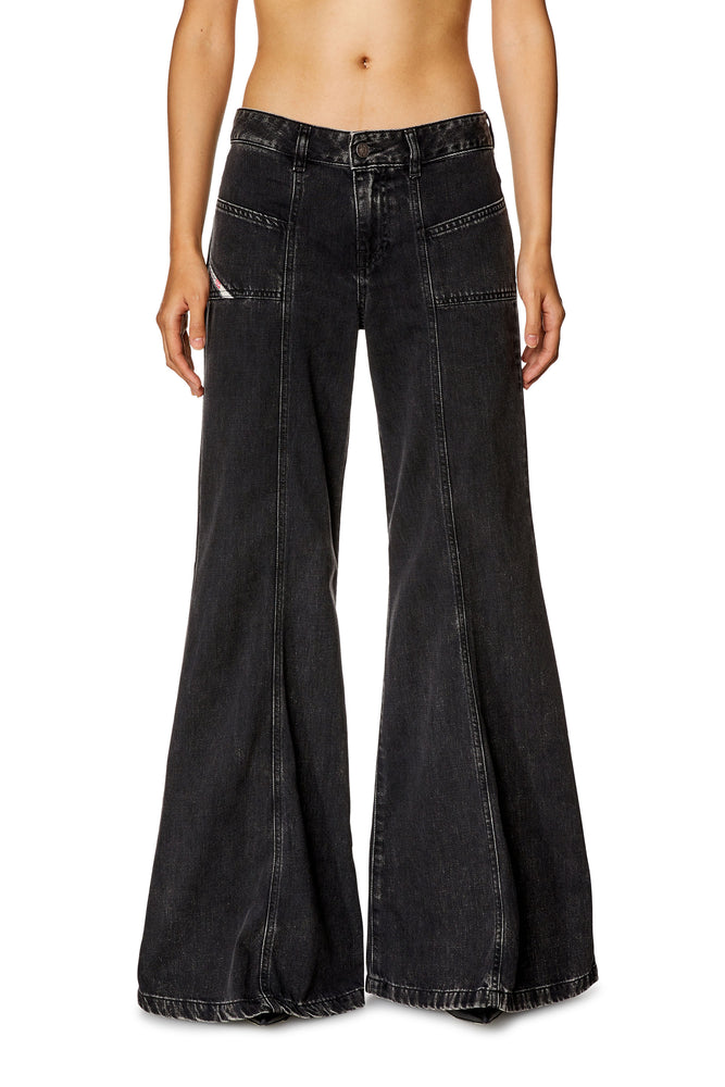 Bootcut and Flare Jeans - D-Akii Comfortable Folded Hem Jeans