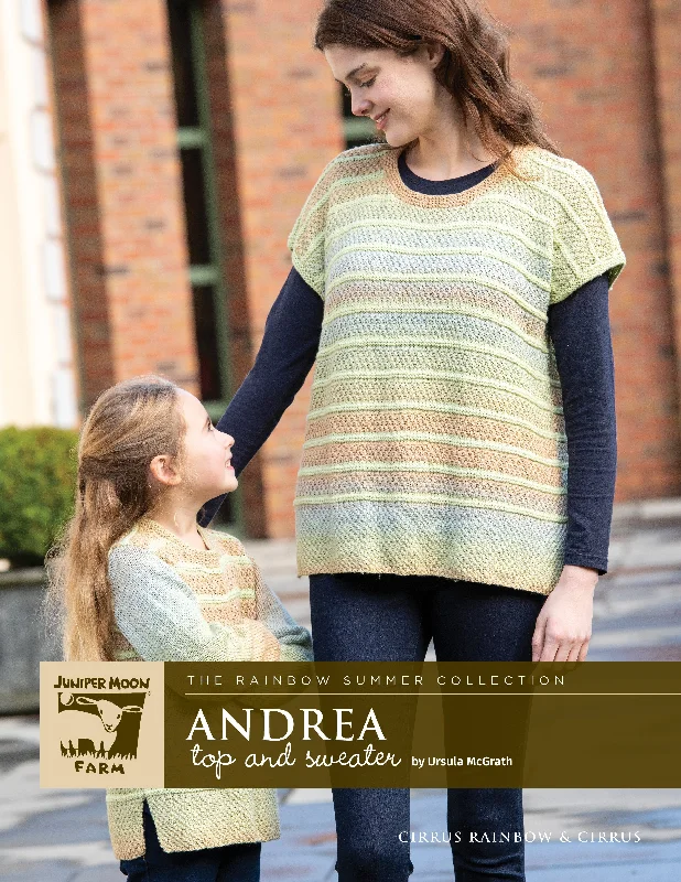 Andrea Top and Sweater Pattern Leaflet  for Juniper Moon Farm Cable Knit Ribbed Knit Lace Knit