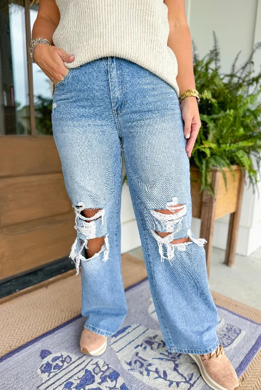 Olivia High Rise Wide Leg Jeans Casual Straight-Leg Jeans