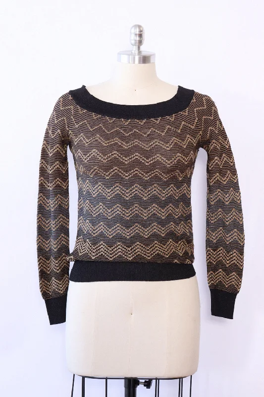 Missoni Metallic Zig Zag Sweater S/M Oversized Loose Flowy