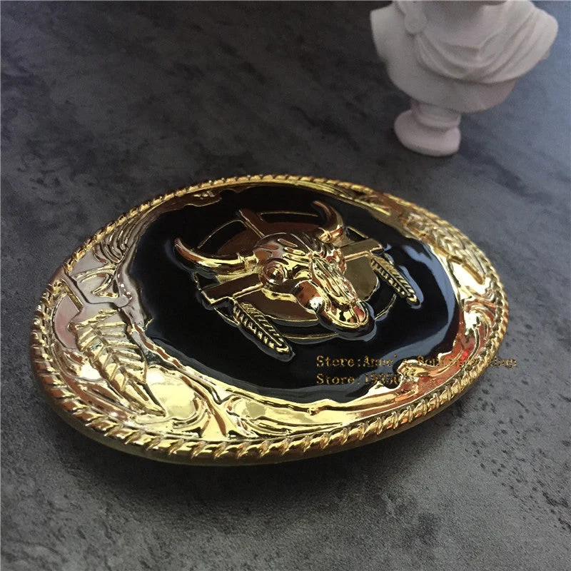 Retail High Quality Cowboy Gold Pated Bull Belt buckle Men and Women Jeans accessories Belt head Gift Fit 4cm Width Belt Trendy Paperbag Waist Jeans