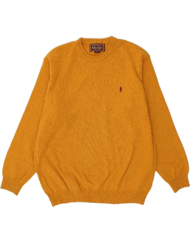 MARLBORO CLASSICS Mens Crew Neck Jumper Sweater 2XL Yellow Wool Terry Blend Velvet Blend Canvas Blend