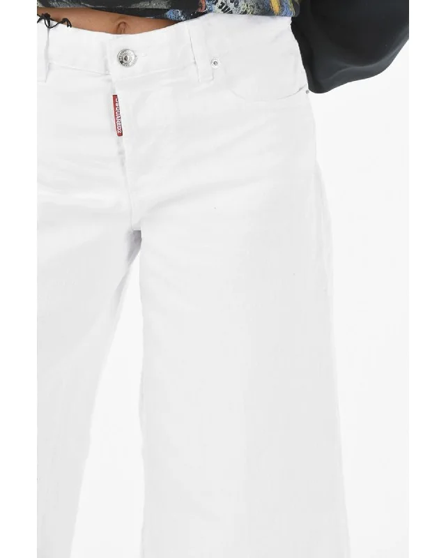 Dsquared2 Cool Girl Cropped Jeans - White Trendy Pleated Waist Jeans