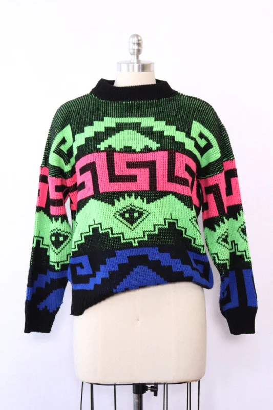 Neon Power Slouchy Sweater M/L Velvet Chenille Corduroy