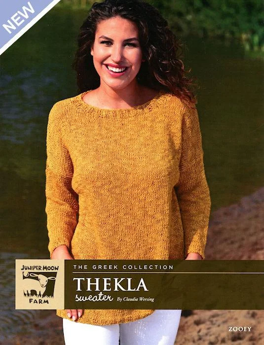 Thekla Sweater Pattern Leaflet by Claudia Wersing for Juniper Moon Farm Handmade Hand-knitted Hand-woven