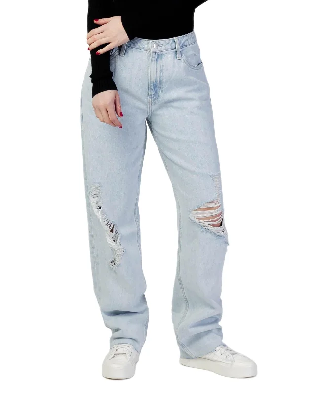 Calvin Klein Jeans Women's Straight Ripped Jeans Trendy Low-Rise Bootcut Jeans