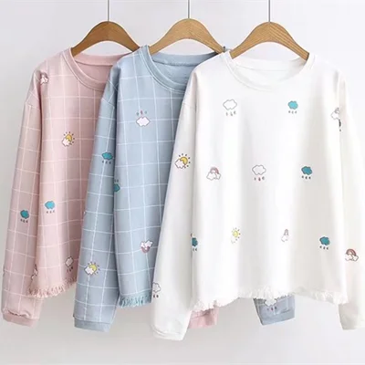 Cute cloud rainbow sun tassels  Sweater YV521 Wool Sweater Cotton Sweater Cashmere Sweater