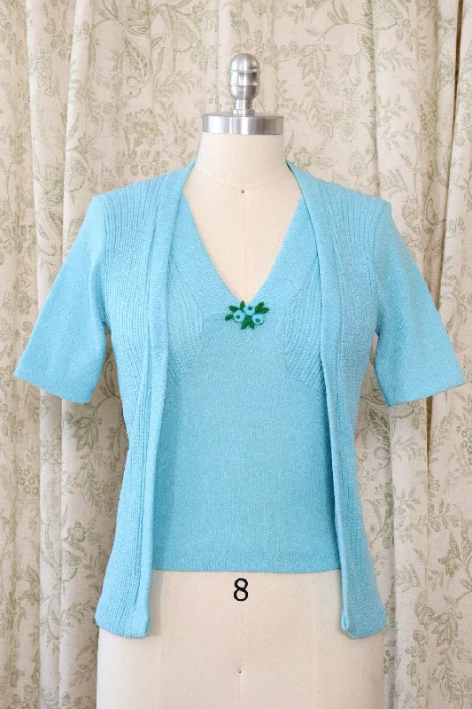 Bluest Blue Faux Sweater Set S/M Anti-Pilling Anti-Shrink Durable