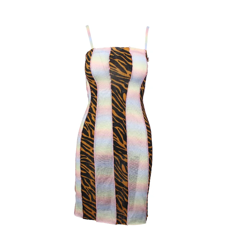 ROBERTO SANCHEZ TIGER RAINBOW MACUMBA MINI DRESS Cozy Ruched Mini Dress