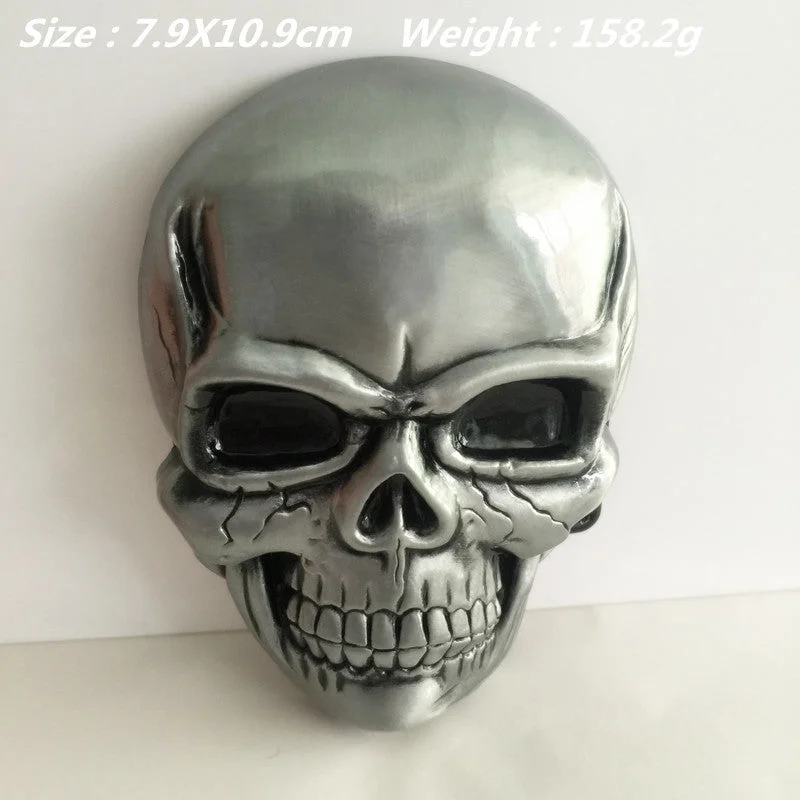 Retail 2016 New style Skull Cowboy belt buckle for Men women Jeans accessories Fit 4cm Wide Belt 79*109mm 158.2g Silver Metal Trendy Vintage Denim Jeans