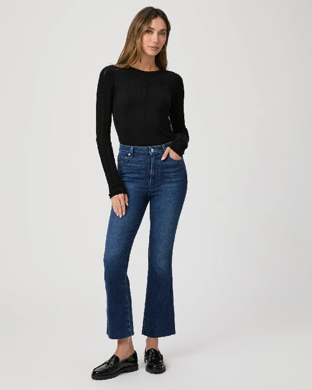 PAIGE Claudine Flare Raw Hem Jean / Sail Away Stylish High-Waist Skinny Denim