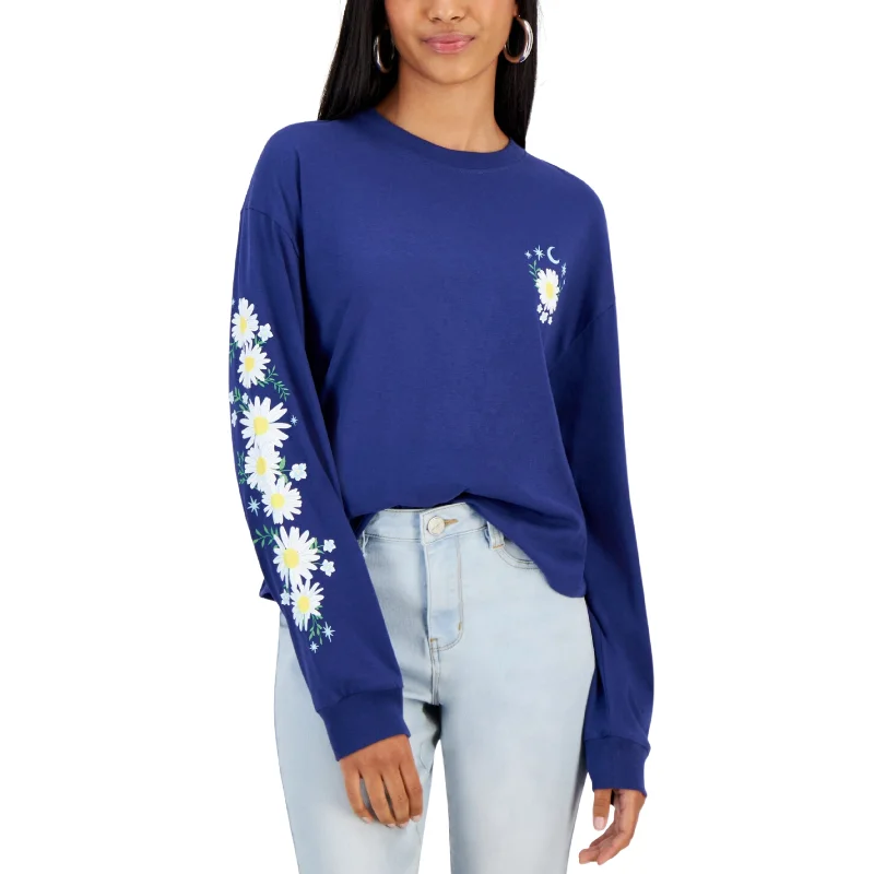 REBELLIOUS ONE - Daisy-Graphic Long-Sleeve Blouse Office-Ready Blouse