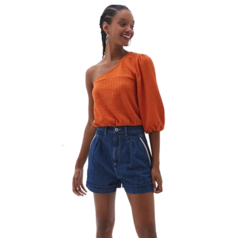 OXXO - Orange One Shoulder Blouse Casual Relaxed Fit Blouse