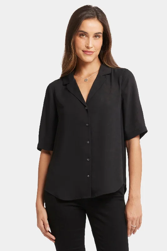 Gabrielle Short Sleeved Blouse - Black Sleeveless Summer Blouse