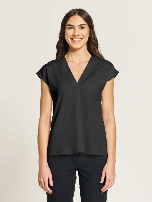 Ladies' Vivian Blouse - Black Embellished Collar Blouse