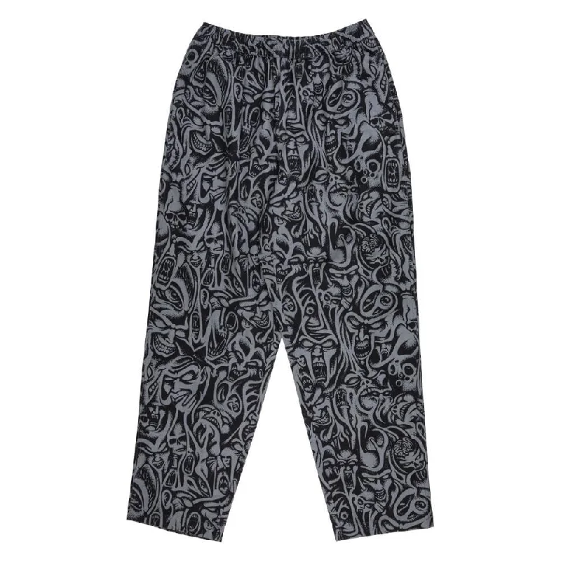 Santa Cruz Pant Tab Pant - Grey Knox Faces Trendy Palazzo Pants