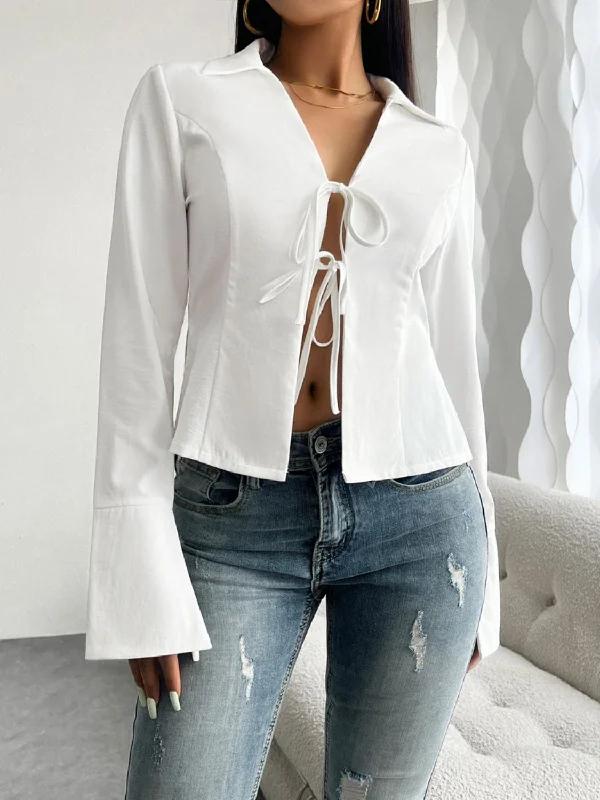 Sammy Tied Long Sleeve Blouse Feminine Puff Blouse