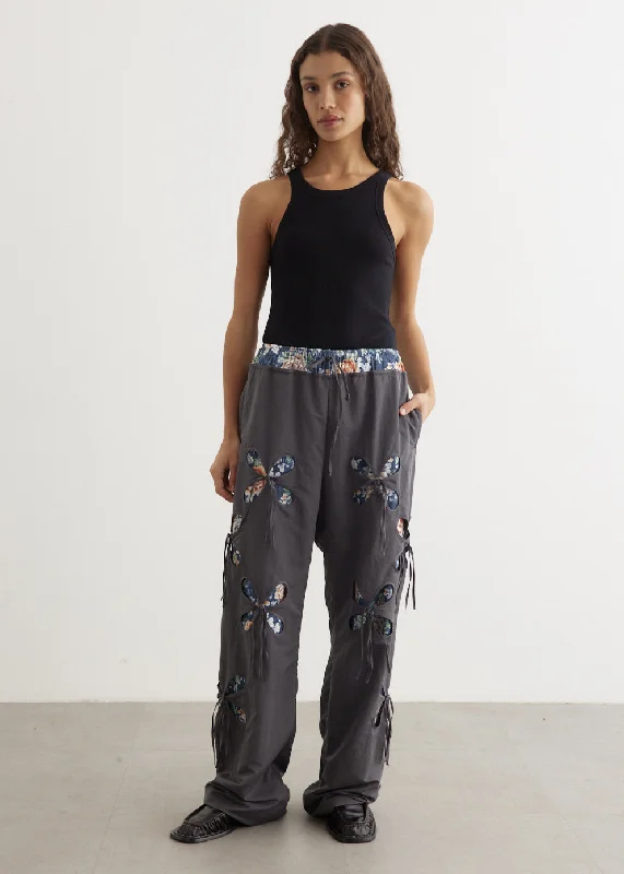 Grey Petal Track Pants Sleek Black Pants