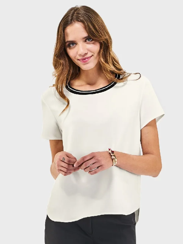 Ladies' Racer T Blouse - Cream Subtle Shimmer Blouse