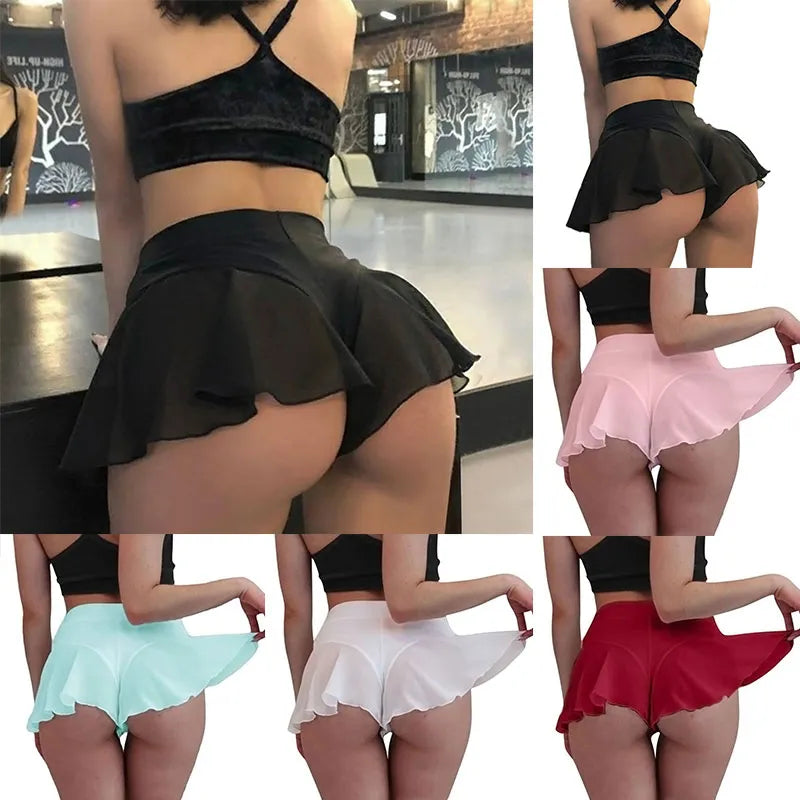 Women Tennis Skirt Pants Anti-emptied Shorts High Waist Pole Dance Ruffled Sports Sexy Mini Tight Pleated Fitness Yoga Summer Comfy Zip-Up Pants