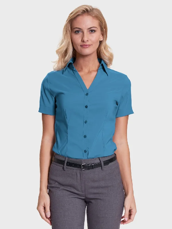 Ladies' Perfect Blouse Short Sleeve - Aquamarine Chic Square Blouse