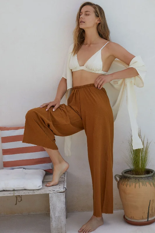 Raw Silk Easy Pant In Copper Casual Lounge Pants