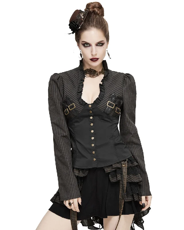 Devil Fashion Gavrielle Womens Steampunk Blouse Side Tie Blouse