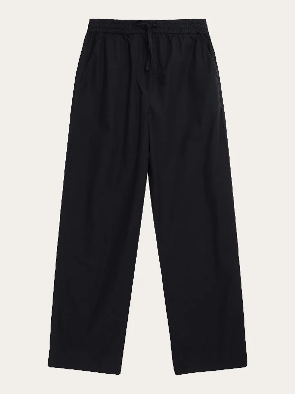 CHLOE barrel high-rise poplin elastic waistband pants - Black Jet Soft Cotton Pants