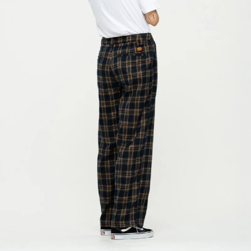 Santa Cruz Womens Pant Nolan Slouch Pant - Navy Check Fashionable Tapered Leg Pants