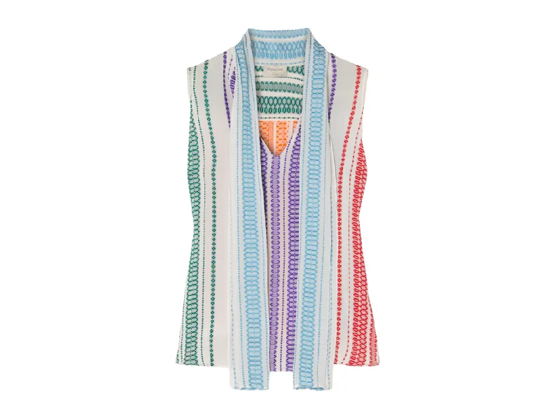 Zeus + Dione Drios Striped Sleeveless Blouse Office-Ready Blouse