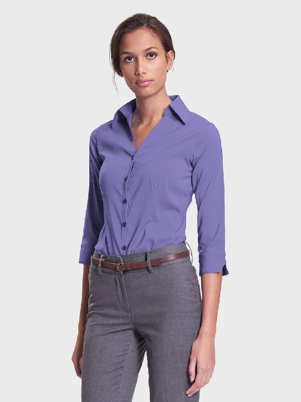 Ladies' Perfect Blouse Three Quarter Sleeve - Lavender Classic Minimalist Blouse