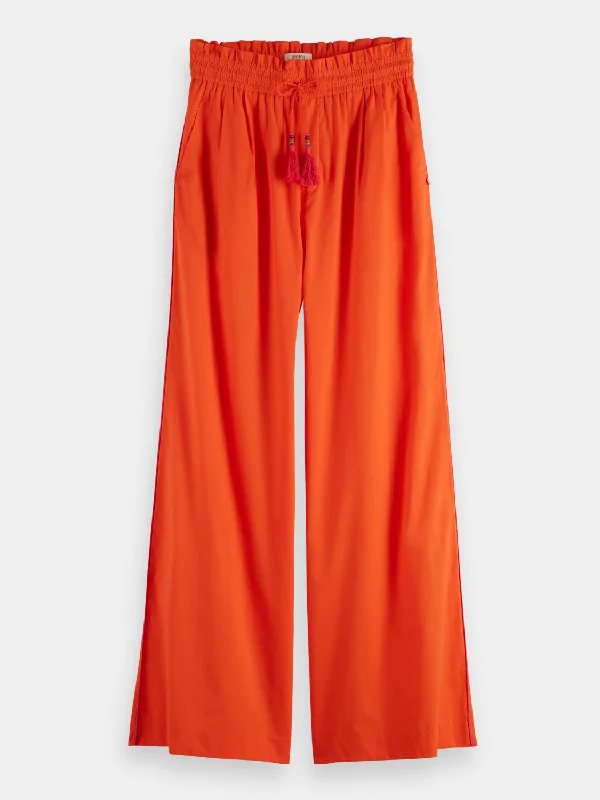 High-rise cotton voile pants Casual Track Pants