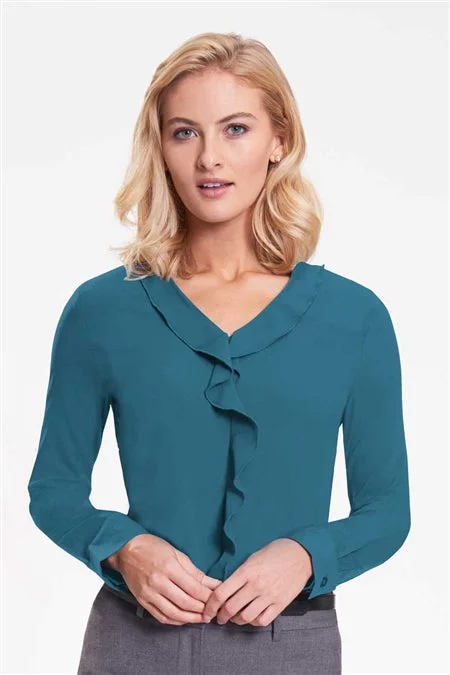 Ladies' Charlotte Blouse - Aquamarine Chic Off-Shoulder Blouse