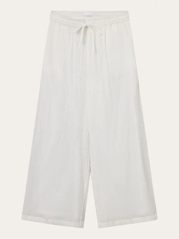 Cotton crepe elastic waist pants - Snow White Relaxed Lounge Trousers