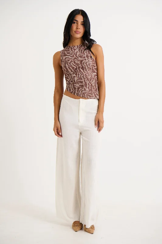 Rosalia Pant White - FINAL SALE Trendy High-Waist Trousers